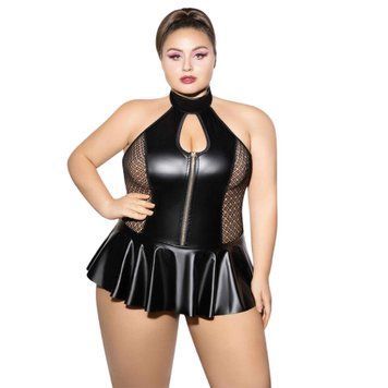 Боді з екошкіри зі спідницею JSY &mdash; P61158 Plus Size Black SX1876 фото