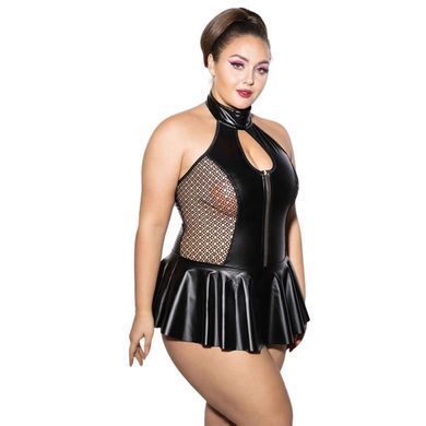 Боді з екошкіри зі спідницею JSY &mdash; P61158 Plus Size Black SX1876 фото