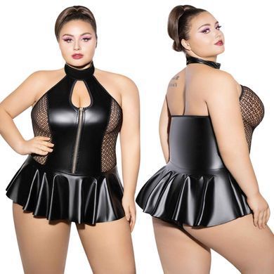 Боді з екошкіри зі спідницею JSY &mdash; P61158 Plus Size Black SX1876 фото