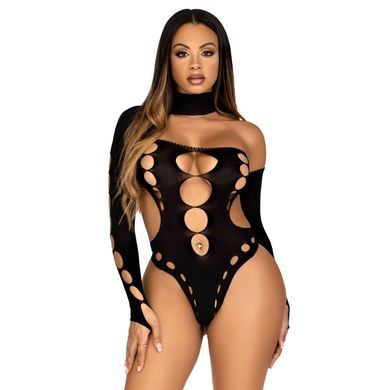 Безшовне боді на одне плече Leg Avenue &mdash; Seamless Thong Back Bodysuit One Size Black SO9097 фото