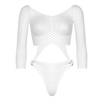Боді з імітацією топа та стрінгів Leg Avenue &mdash; Top Bodysuit With Thong Back One Size White SO9150 фото