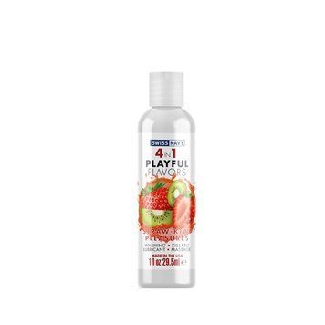 Зігрівальна змазка Swiss Navy 4 in 1 &mdash; Straw-Kiwi Pleasures (29,5 мл) Полуниця та ківі SO5720 фото