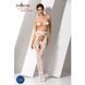 Еротичні колготки-бодістокінги Passion S023 One Size, White, імітація панчіх з ромбами та пояском PSS023W фото 2