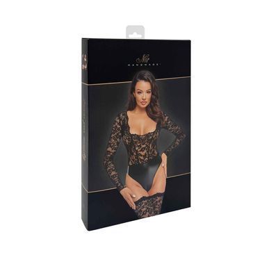 Мереживне боді з довгими рукавами Noir Handmade &mdash; F296 Psyche Black SX0213 фото