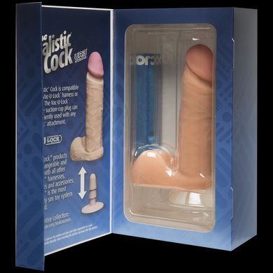 Фалоімітатор Doc Johnson The Realistic Cock 6 inch White &ndash; ULTRASKYN, Vack-U-Lock, діаметр 4,3 см SO1550 фото