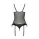 Корсет зі шнурівкою Passion NESSY CORSET L/XL black, стрінги з відкритим доступом, пажі для панчіх SO8454 фото 4