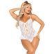 Мереживне боді з відкритою спинкою Leg Avenue &mdash; Lace Floral Lace Halter Teddy With Flutter Accent One Size White SX1756 фото 1