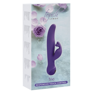 Вібратор-кролик Touch by Swan &mdash; Trio Purple з сенсорним керуванням, потрійним відростком і ротацією SO7767 фото