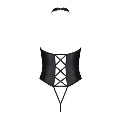 Боді з екошкіри з відкритим доступом Passion &mdash; Nancy Body Plus Size Black SO7104 фото