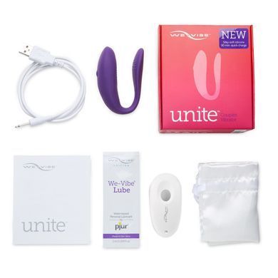 Недорогий вібратор для пар We-Vibe Unite Purple, однокнопковий пульт ДК SO6936 фото