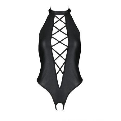Боді з екошкіри з відкритим доступом Passion &mdash; Nancy Body Plus Size Black SO7104 фото