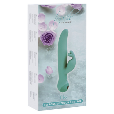 Вібратор-кролик Touch by Swan &mdash; Trio Teal з сенсорним керуванням, потрійним відростком і ротацією SO7768 фото