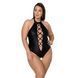 Боді з екошкіри з відкритим доступом Passion &mdash; Nancy Body Plus Size Black SO7104 фото 1