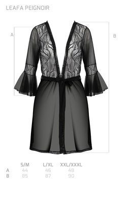 Пеньюар Passion LEAFA PEIGNOIR black L/XL - ECO Passion SX0506 фото