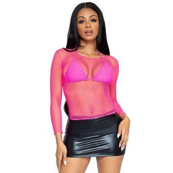 Сітчастий топ Leg Avenue &mdash; Long Sleeves T-Shirts One Size Pink SO9105 фото