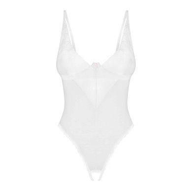 Еротичне боді з відкритим доступом Obsessive &mdash; Alissium Crotchless Teddy White SX0598 фото