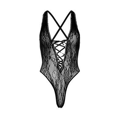 Мереживне боді зі шнурівкою Leg Avenue &mdash; Floral Lace Thong Teddy One Size Black SO7902 фото