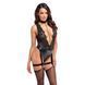 Мереживне боді з нашийником та підв'язками Noir Handmade &mdash; F297 Libido Deep-V Black SX0219 фото 1