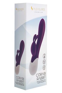 Вібратор-кролик S Pleasures &mdash; Premium Corabi Rabbit, фіолетовий, вушка для клітора, 16 режимів, нагрів SX1616 фото