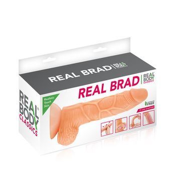 Фалоімітатор із рухомою крайньою плоттю Real Body &mdash; Real Brad, діаметр 4,5 см, TPE SO1889 фото