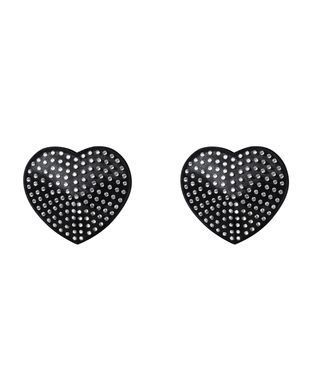 Накладки-серця на соски зі стразами Obsessive A750 nipple covers, чорні (м'ята упаковка!!!) SO7193-R фото