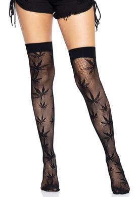 Панчохи з малюнком Leg Avenue 420 Net thigh highs Black SO9159 фото
