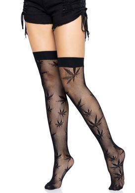 Панчохи з малюнком Leg Avenue 420 Net thigh highs Black SO9159 фото