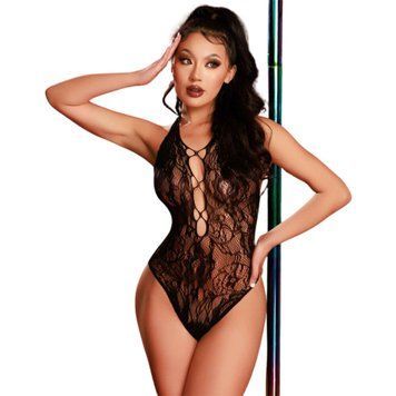 Сітчасте боді з імітацією шнурівки JSY &mdash; "Запаморочлива Сью" One Size Black SO9258 фото