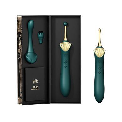 Вагінально-кліторальний вібратор Zalo &mdash; Bess Turquoise Green, багатофункціональний із насадками SO6652 фото