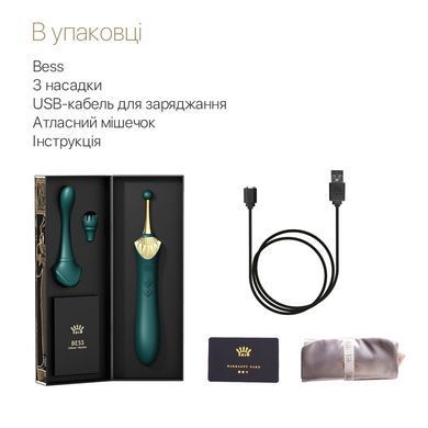 Вагінально-кліторальний вібратор Zalo &mdash; Bess Turquoise Green, багатофункціональний із насадками SO6652 фото