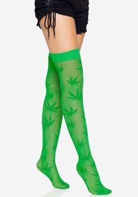 Панчохи з малюнком Leg Avenue 420 Net thigh highs Green SO9160 фото