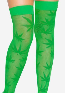 Панчохи з малюнком Leg Avenue 420 Net thigh highs Green SO9160 фото