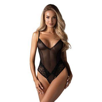 Еротичне боді з відкритим доступом Obsessive &mdash; Blomentis Crotchless Teddy Black SX1027 фото