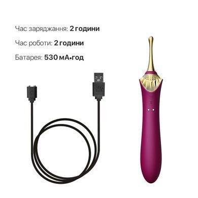 Вагінально-кліторальний вібратор Zalo &mdash; Bess Velvet Purple, мультифункціональний із насадками SO6653 фото
