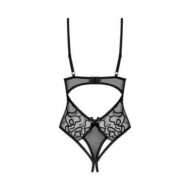 Еротичне боді з відкритим доступом Obsessive &mdash; Blomentis Crotchless Teddy Black SX1027 фото