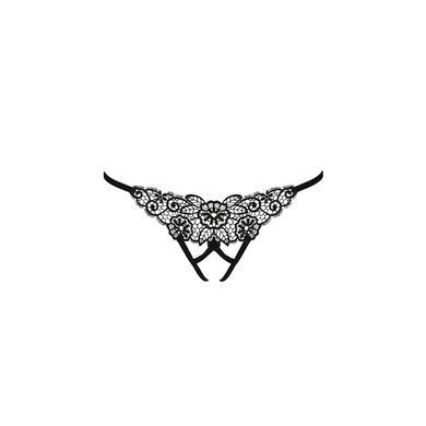 Трусики мереживні з доступом Passion Exclusive VIOLANTE THONG L/XL, black PS24301 фото