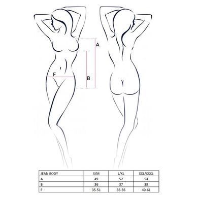 Боді монокіні під латекс Passion JEAN BODY L/XL, black EL11901 фото