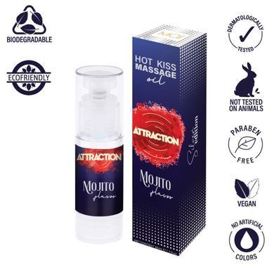 Розпродаж!!! Їстівна масажна олія MAI Attraction Mojito Hot Kiss 50 мл (термін 09.2026) SO6053-R фото