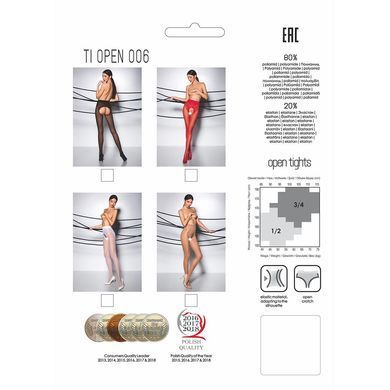 Еротичні колготки Passion TIOPEN 006 3/4 (30 den), white, з вирізом, імітація трусиків PS24515 фото