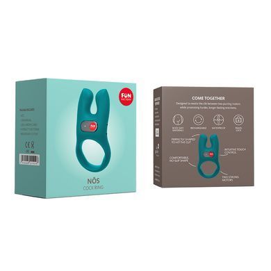 Эрекционное виброкольцо с двойной стимуляцией клитора Fun Factory NŌS deep sea blue, 2 мотора SX0974 фото