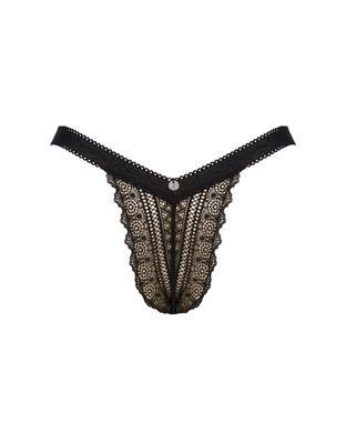 (SALE) Мереживні трусики із заниженою талією Obsessive Estiqua panties XS/S, black SO7705 фото