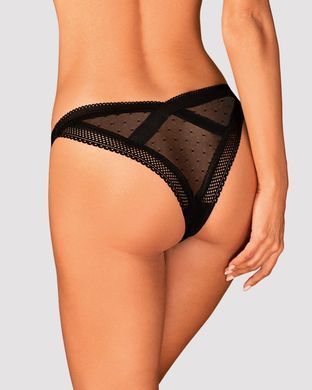 (SALE) Мереживні трусики із заниженою талією Obsessive Estiqua panties XS/S, black SO7705 фото