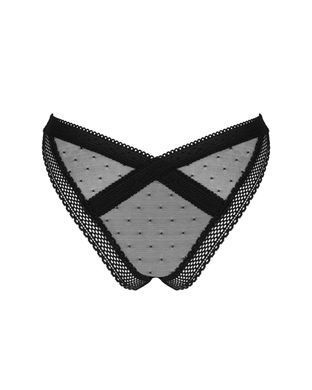 (SALE) Мереживні трусики із заниженою талією Obsessive Estiqua panties XS/S, black SO7705 фото