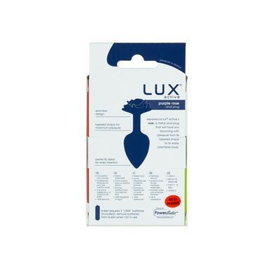 Металева анальна пробка Lux Active з трояндою - Rose Anal Plug - Purple, віброкуля в подарунок SO5573 фото