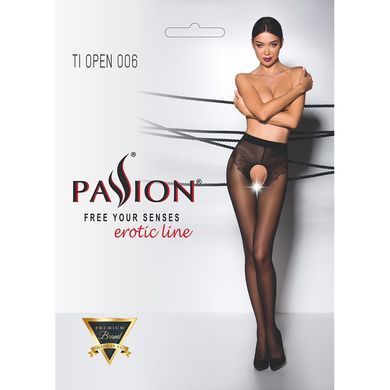 Еротичні колготки Passion TIOPEN 006 1/2 (30 den), black, з вирізом, імітація трусиків PS24516 фото