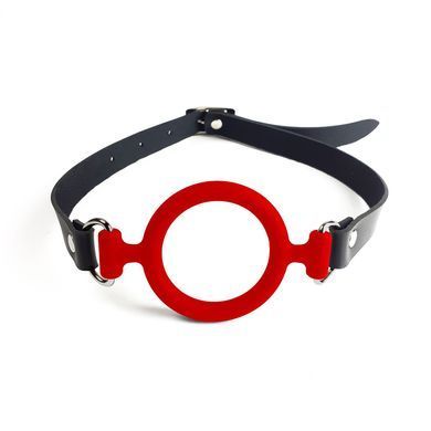 Кляп-розширювач силіконове кільце Art of Sex &ndash; Gag ring, червоний, натуральна шкіра SO6706 фото