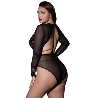 Мереживне боді з імітацією шнурівки JSY &mdash; P61139 Plus Size Black SX1869 фото