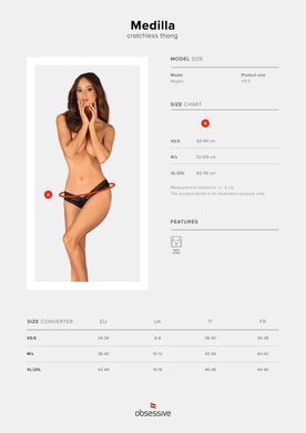 Трусики Obsessive Medilla crotchless thong XL/2XL SO9063 фото