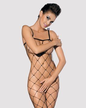 (SALE) Бодістокінг з великим вічком і відкритими грудьми Obsessive Bodystocking N102 S/M/L, чорний SO7251 фото