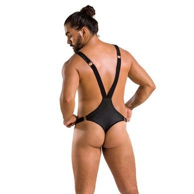 Чоловіче боді з люверсами Passion 028 HARRY XXL/XXXL Black, екошкіра, на шлейках SO7557 фото